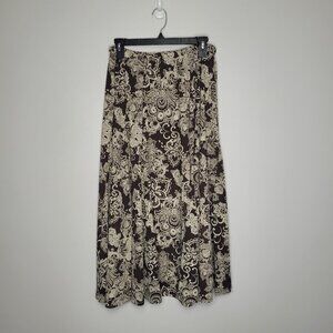 Vintage y2k brown cream dark boho witchy celestial grunge maxi pull on skirt M